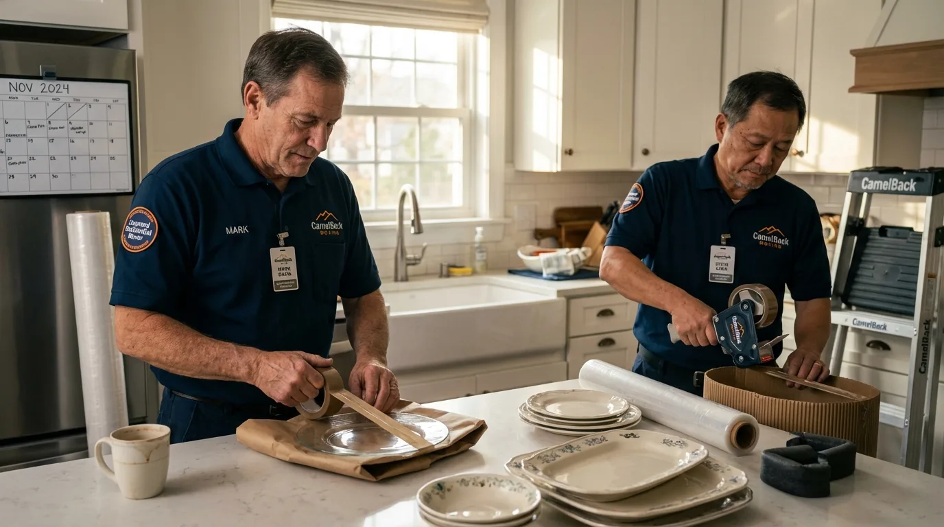 Professional crew packing kitchen dishware in Rochester, IL